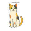 Colored easy cat drawing