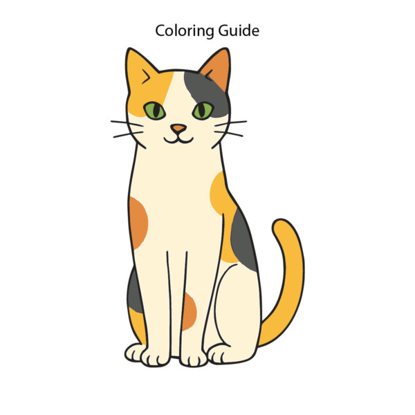Colored easy cat drawing