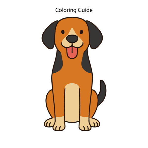 Colored easy dog drawing