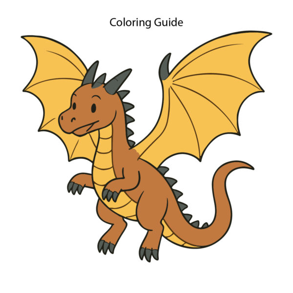Colored easy drawing of a dragon