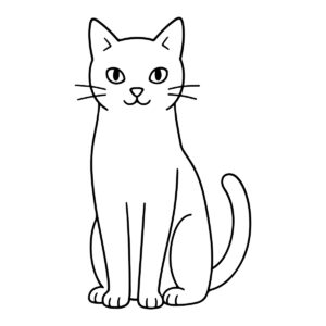 Easy cat drawing in black an white