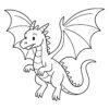Easy drawing of a dragon in black and white