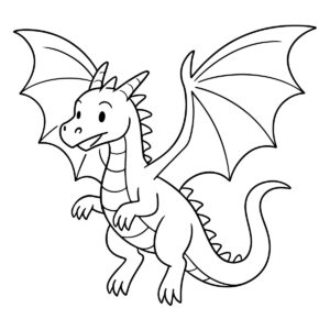 Easy drawing of a dragon in black and white