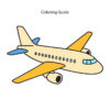 Colored easy line drawing of an Aeroplane