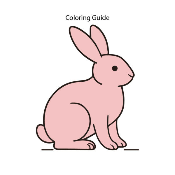 Colored easy line drawing of a bunny