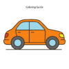 Colored easy line drawing of a car