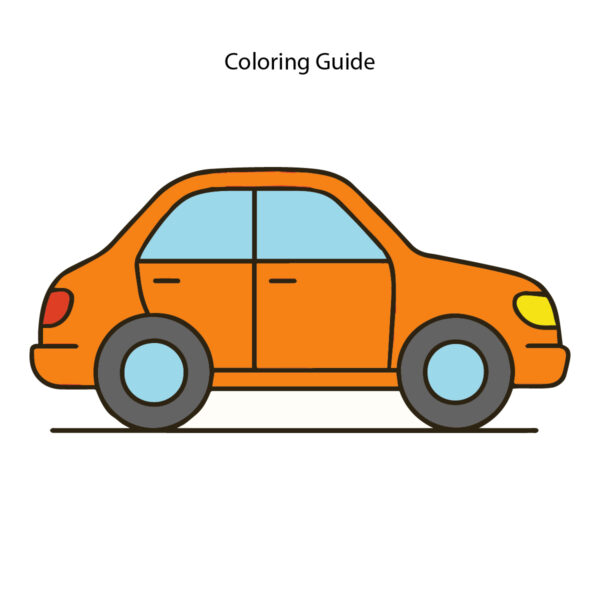 Colored easy line drawing of a car