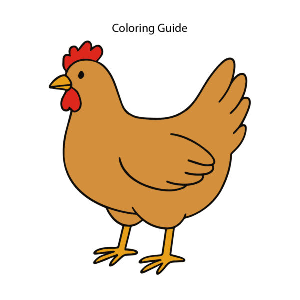 Colored easy line drawing of a chicken