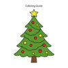 Colored easy line drawing of a Christmas tree