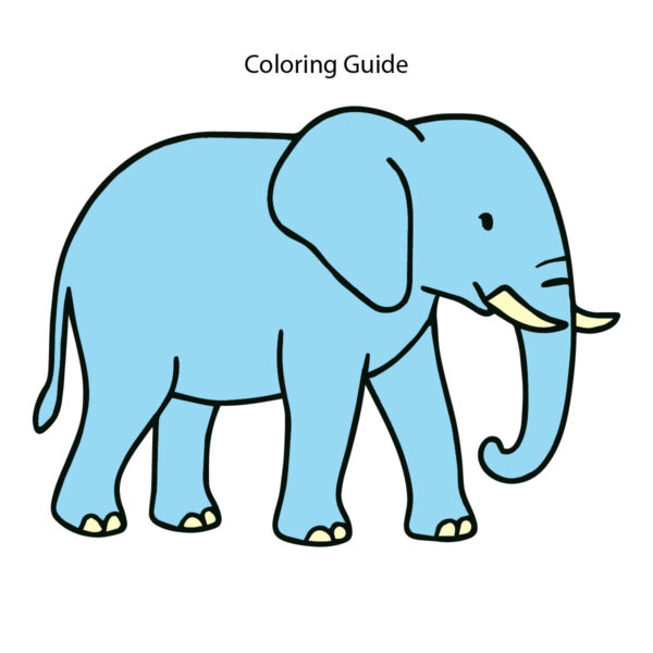 Colored easy line drawing of an Elephant