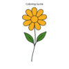 Colored easy line drawing of a flower