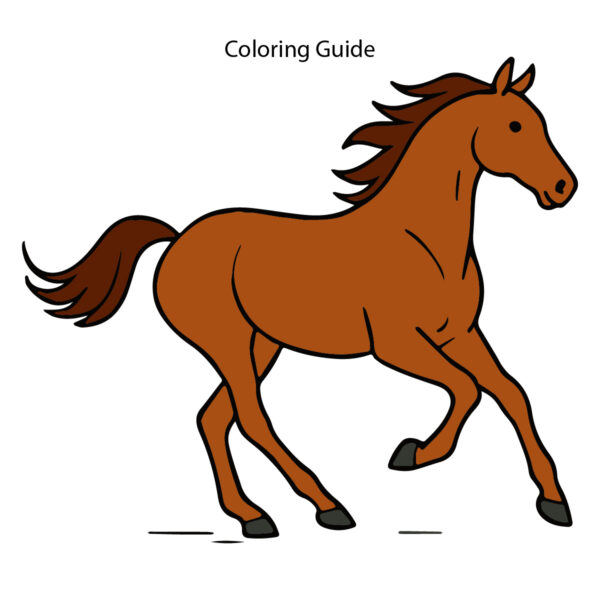 Colored easy line drawing of a horse