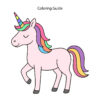 Colored easy line drawing of a unicorn
