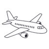 Easy line drawing of an Aeroplane in black and white
