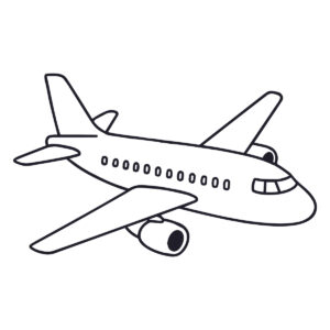 Easy line drawing of an Aeroplane in black and white