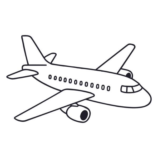 Easy line drawing of an Aeroplane in black and white