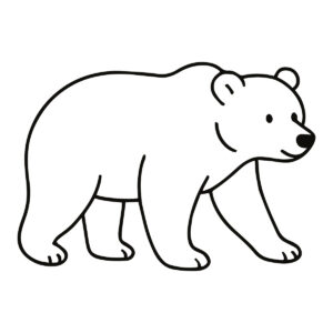 Easy line drawing of a bear in black and white