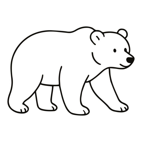 Easy line drawing of a bear in black and white