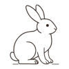 Easy line drawing of a bunny in black and white