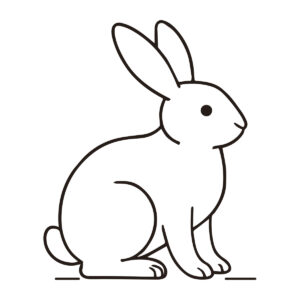 Easy line drawing of a bunny in black and white