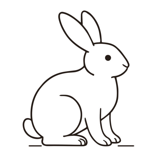 Easy line drawing of a bunny in black and white