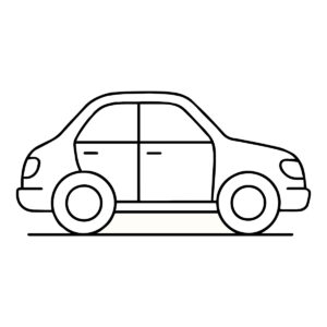 Easy line drawing of a car in black and white