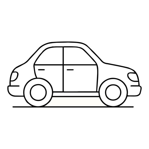 Easy line drawing of a car in black and white