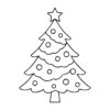Easy line drawing of a Christmas tree in black and white