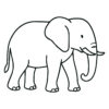 Easy line drawing of an Elephant in black and white