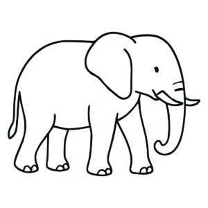 Easy line drawing of an Elephant in black and white
