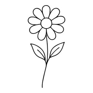 Easy line drawing of a flower in black and white