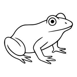 Easy line drawing of a frog in black and white