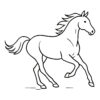 Easy line drawing of a horse in black and white