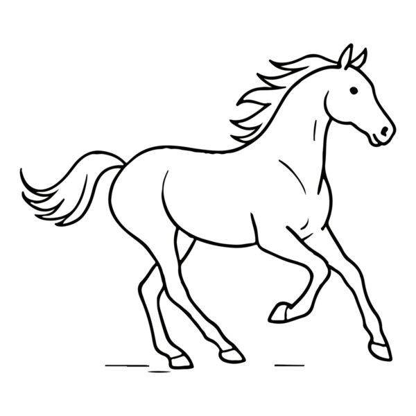 Easy line drawing of a horse in black and white