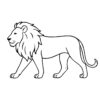 Easy line drawing of a lion in black and white