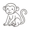 Easy line drawing of a monkey in black and white